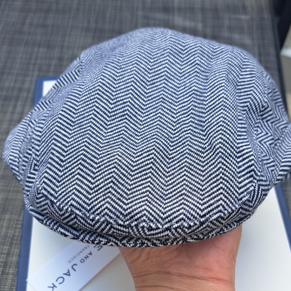 Janie and Jack Navy Blue and White Herringbone Cap